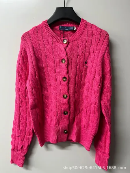 Polo Ralph Lauren Cable Knit Cardigan Pink Sweater - 1