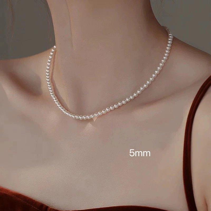 Design Pearl Bead Necklace with Rocking Horse Charm and Matching Ring Set Jewelry - 32