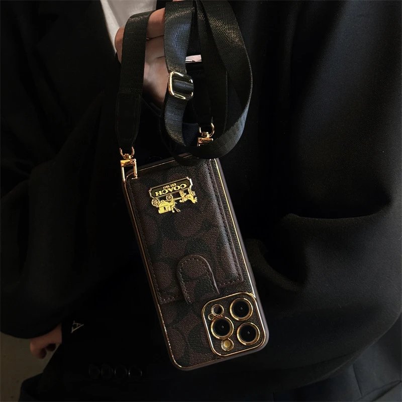 Coach Signature Caden Phone Case with Strap Black Phone Accessories - 3