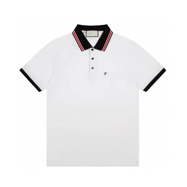 Gucci Logo-Embroidered Black Polo with White Trim Polo Shirt - 20