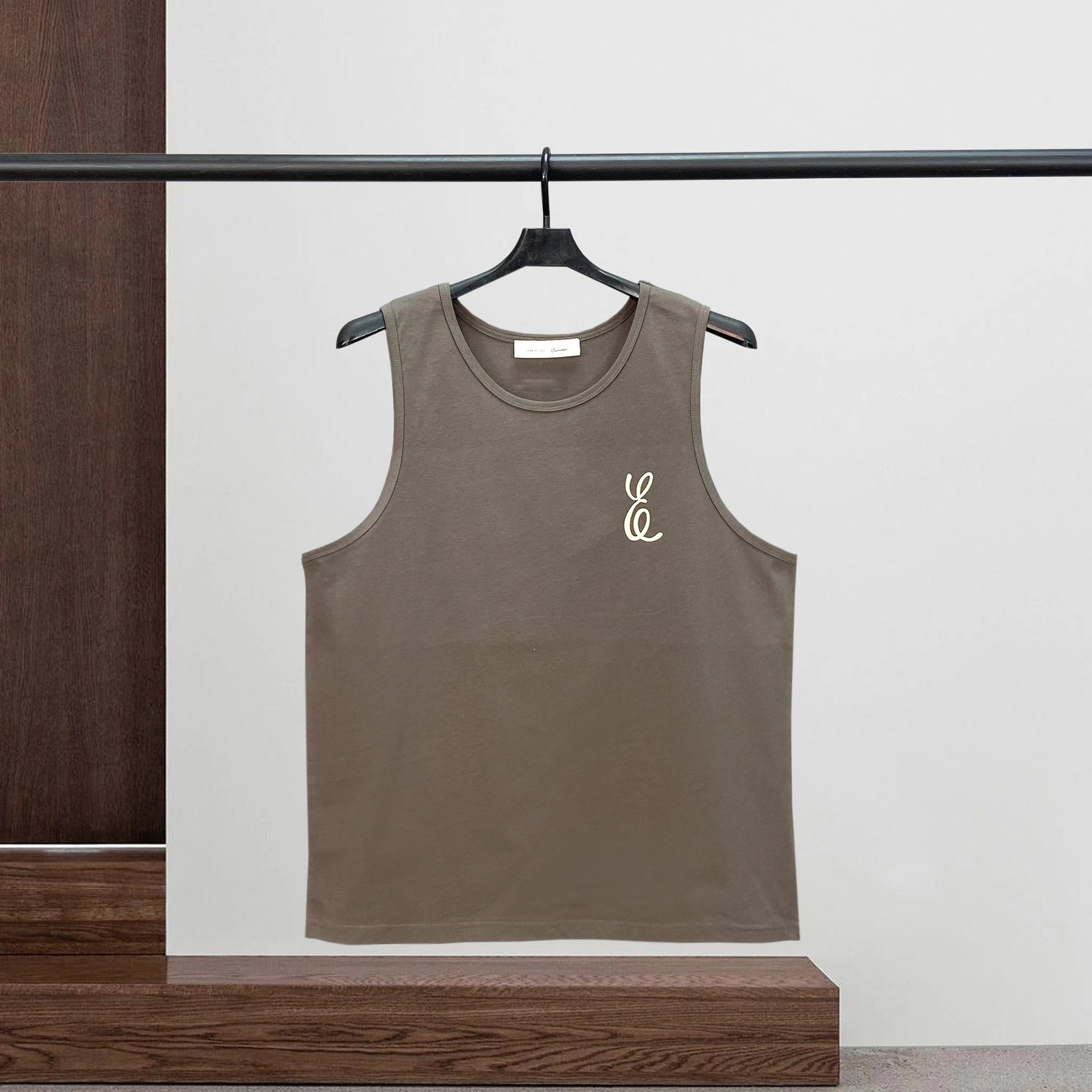 Design Minimalist Logo Tank Top Beige Vest-Top - 8