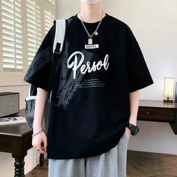 Design Persol Graphic Print Oversized T-Shirt Black - 1