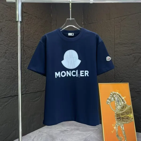 Moncler Logo Print Navy T-Shirt - 1