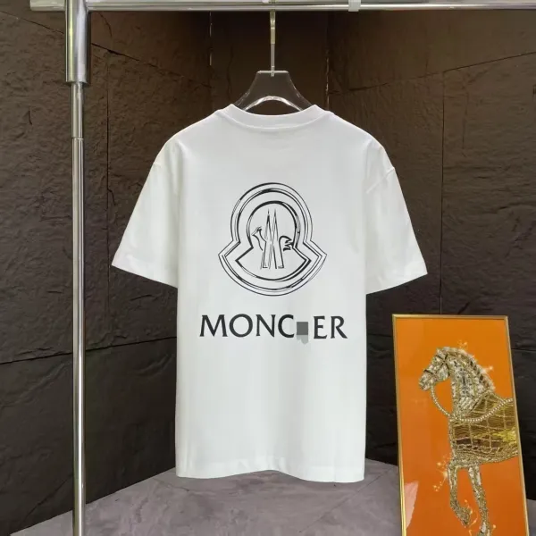 Moncler Logo Print White T-Shirt - 1