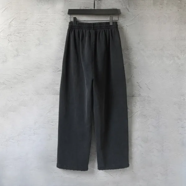 Design Printed Wide-Leg Sweatpants with Distressed Ink Wash White - 4