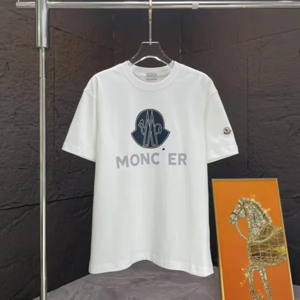 Moncler Logo Print White T-Shirt - 1