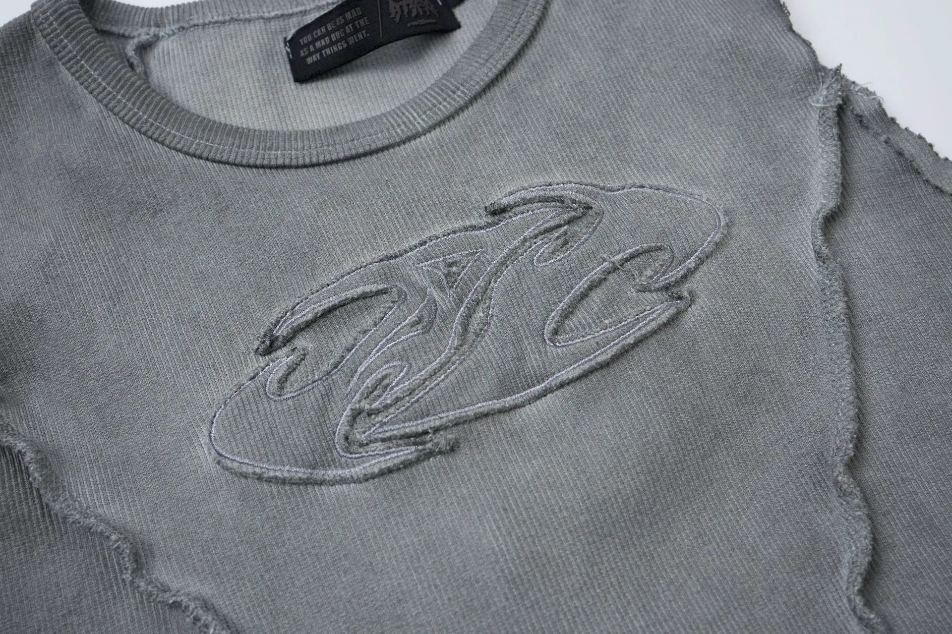 Design Corduroy Distressed Sleeveless Top Gray Vest Top - 18