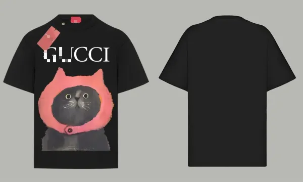 Gucci Cat Print Graphic T-Shirt Black - 1