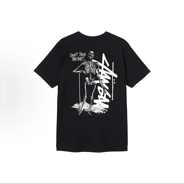 Stussy Skeleton 'Don't Take The Bait' Black T-Shirt - 1