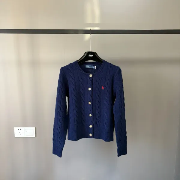 Polo Ralph Lauren Cable Knit Cardigan Navy Blue Outerwear Cardigan - 1