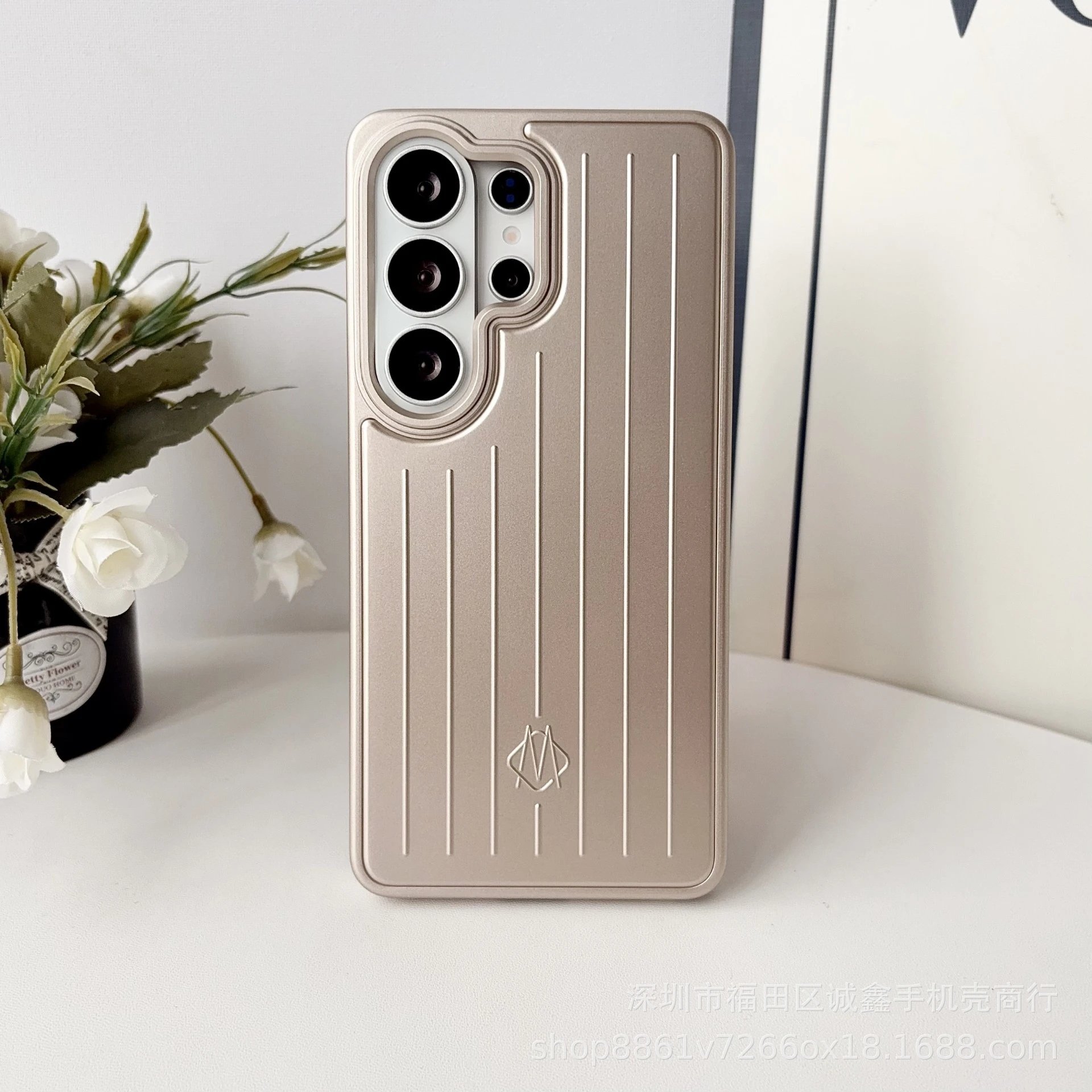 Design Phone Case with Vertical Ribbed Texture and Logo in Pink - 9