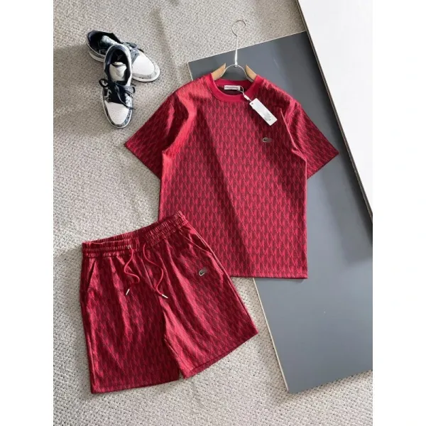 Design Geometric Pattern Red T-Shirt and Shorts Set - 1