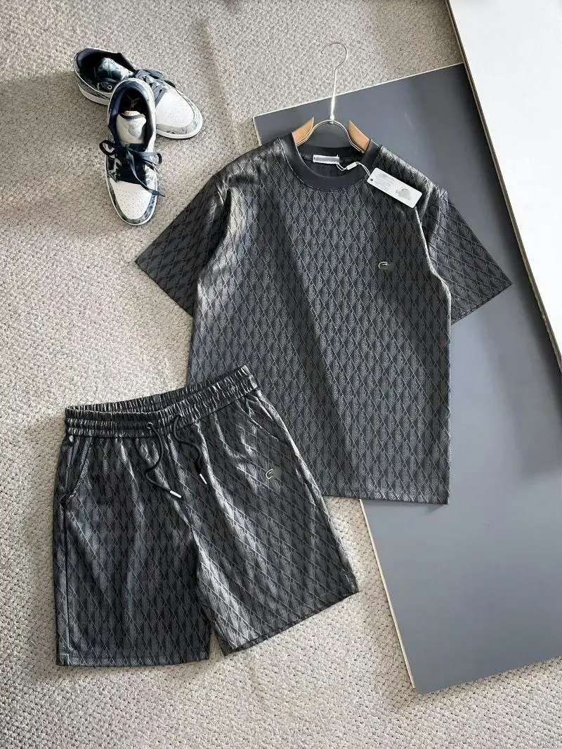 Lacoste Monogram Print Beige Set T-Shirt and Shorts - 12