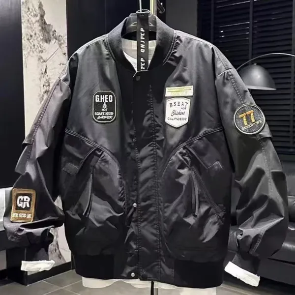 Design MA-1 Style Patchwork Bomber Jacket White Outerwear Jacket - 8