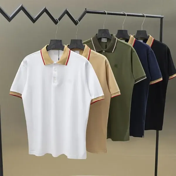Design Classic Collar Polo White with Beige and Red Trim Polo Tops Polo - 4
