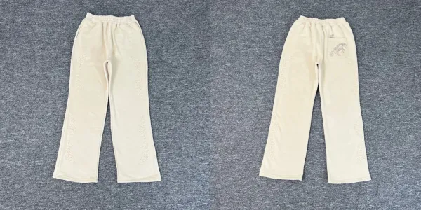 Design Embroidered Dragon Sweatpants Beige - 1