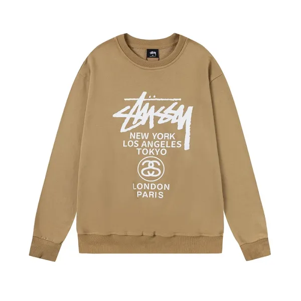 Stussy City Series Crewneck Sweatshirt Beige Hoodie - 1
