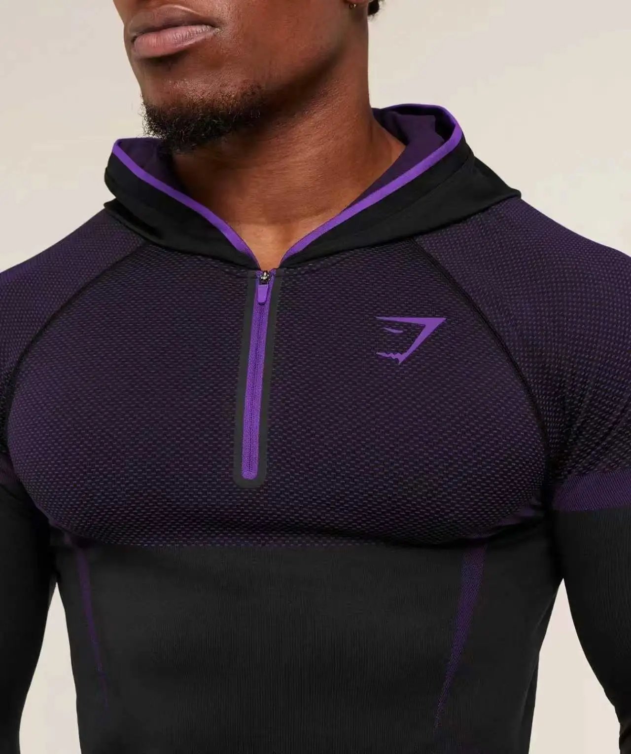Gymshark Apex Half-Zip Hoodie Black and Forest Green - 9