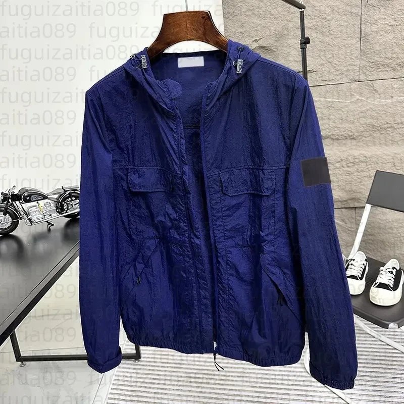 Design Hooded Windbreaker Jacket Gray Outerwear - 4