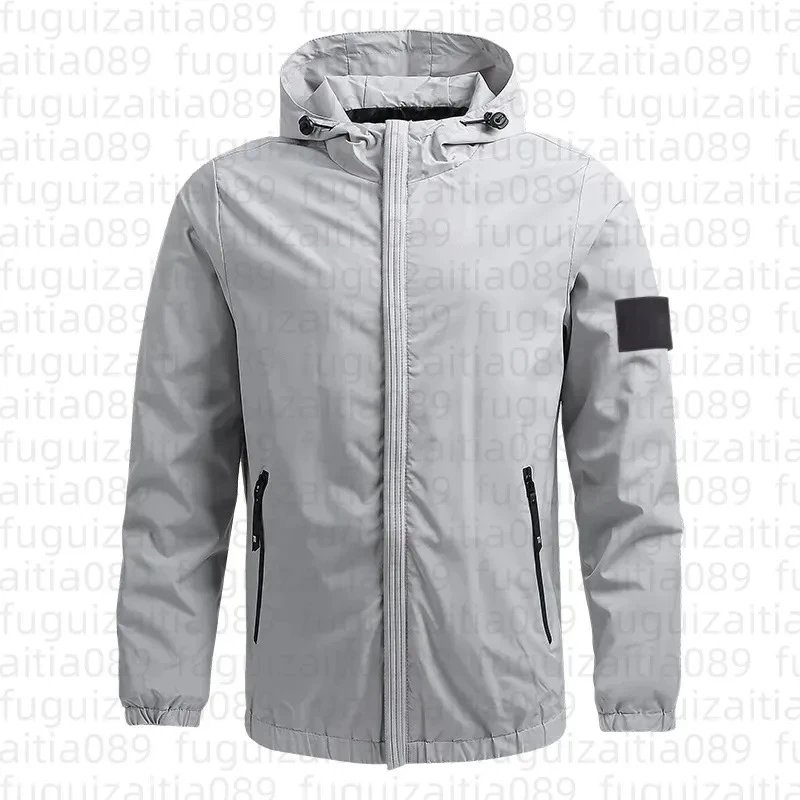 Design Hooded Windbreaker Jacket Gray Outerwear - 5