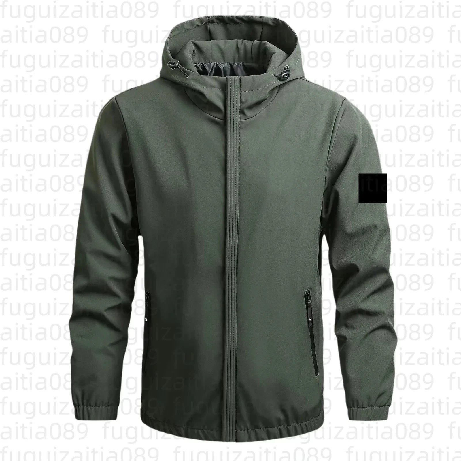 Design Hooded Windbreaker Jacket Gray Outerwear - 12