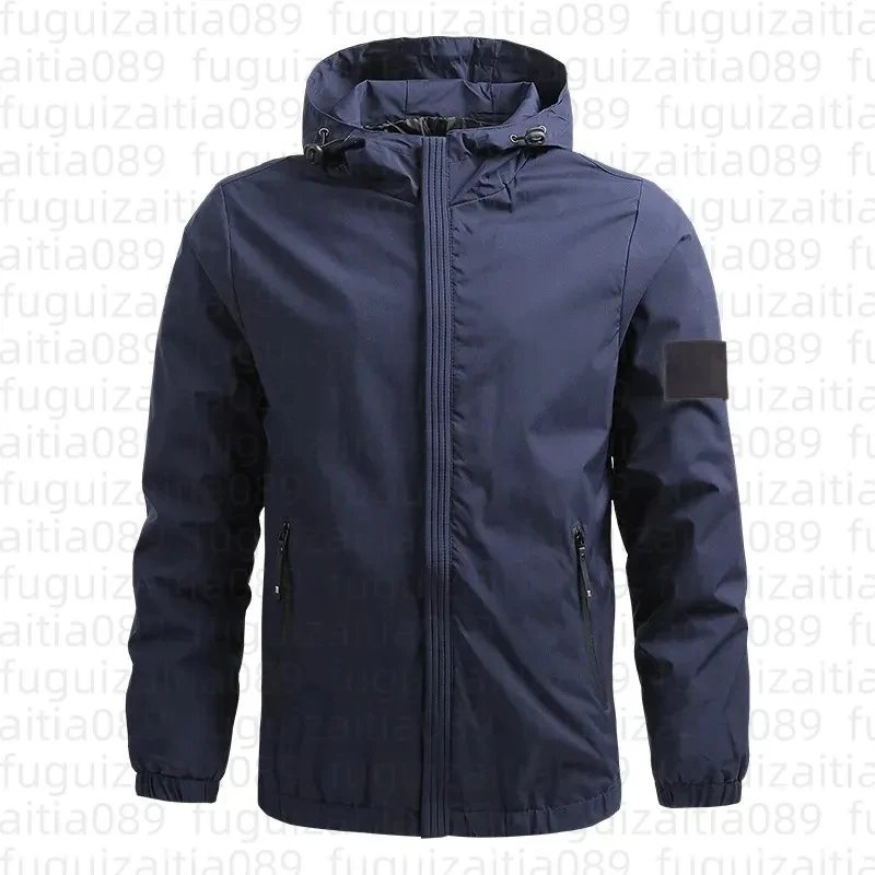 Design Hooded Windbreaker Jacket Gray Outerwear - 13