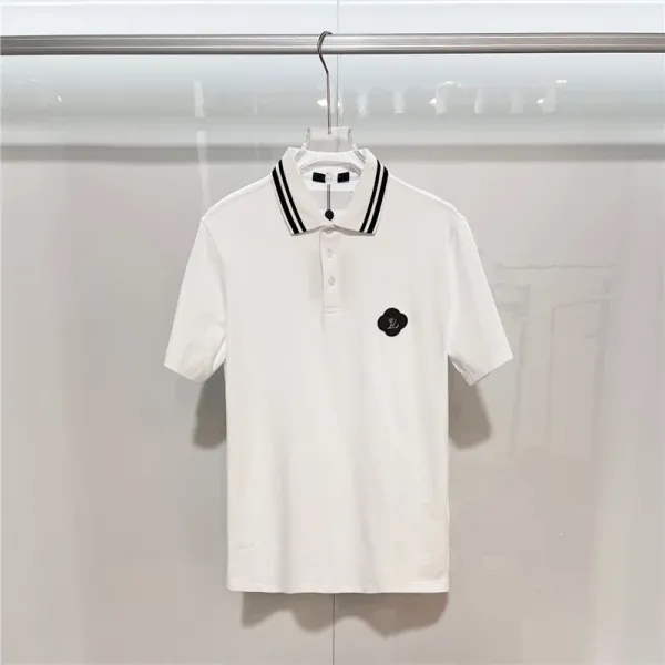Louis Vuitton Monogram Flower Embroidery Polo White Tops Polo - 1