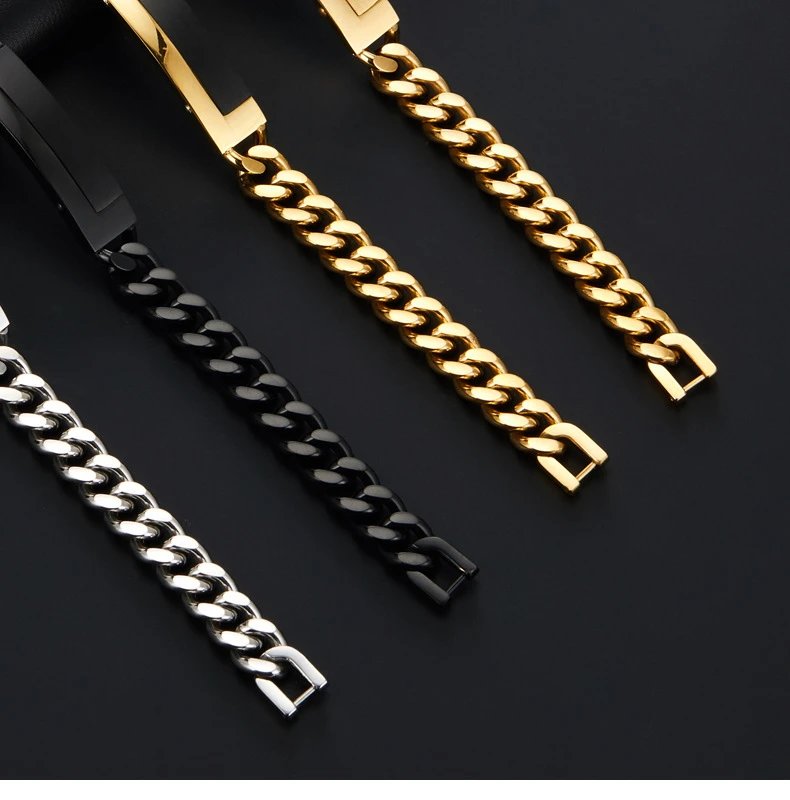 Design Stainless Steel Curb Chain ID Bracelet Silver Bracelets Jewelry - 10