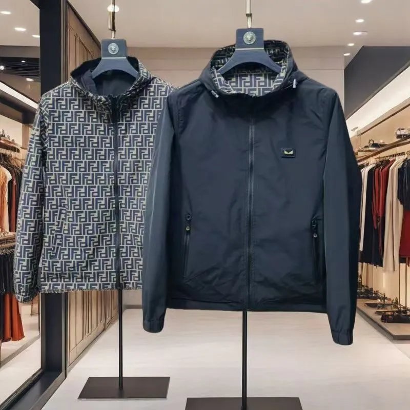 Fendi FF Monogram Windbreaker Jacket Black and Multicolor Outerwear - 5