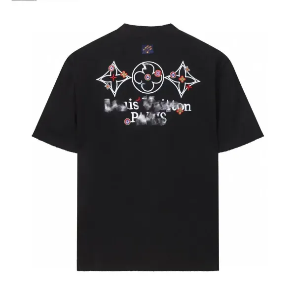 Louis Vuitton Monogram Floral Embroidered Black T-Shirt - 8