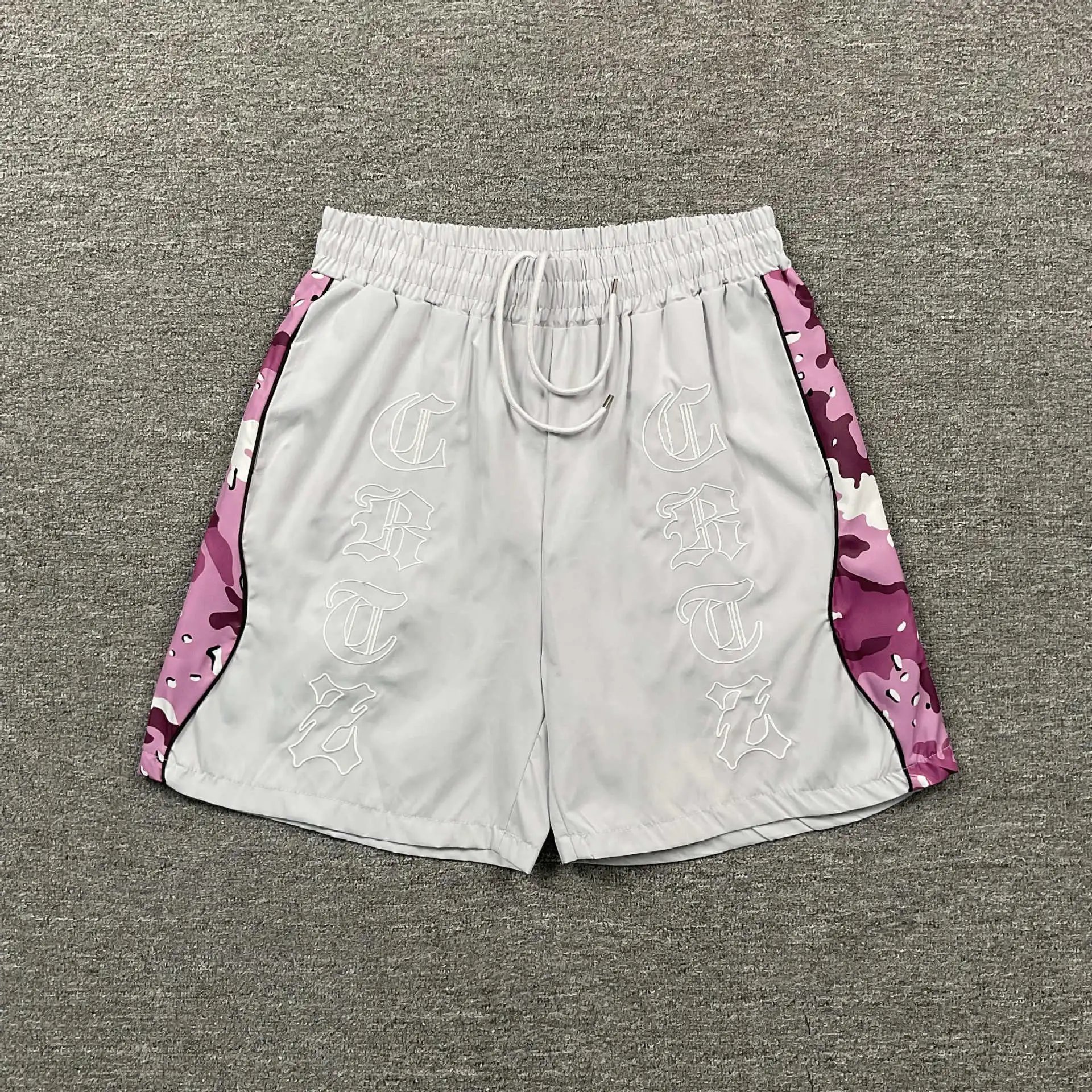 Corteiz Camo Side-Stripe Shorts Gray - 6
