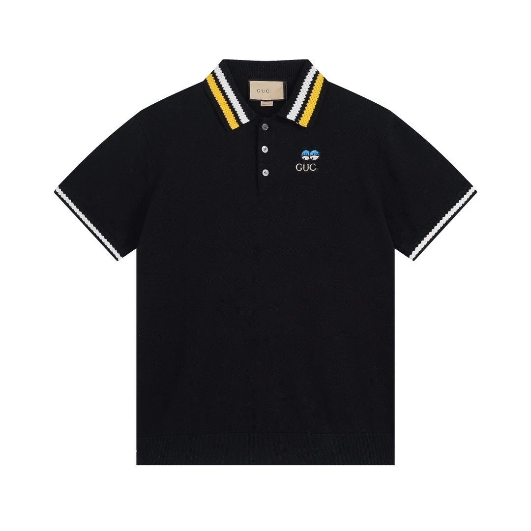 Gucci GUC Striped Knit Polo Navy and White Polo Shirt - 27