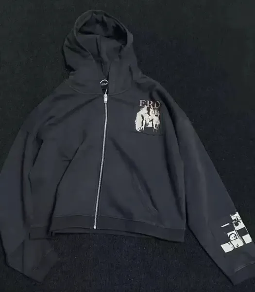 Design ERD Zip-Up Hoodie Black Hoodie - 1