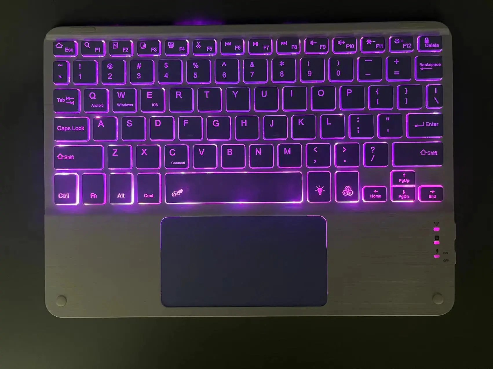 Purple backlit keyboard