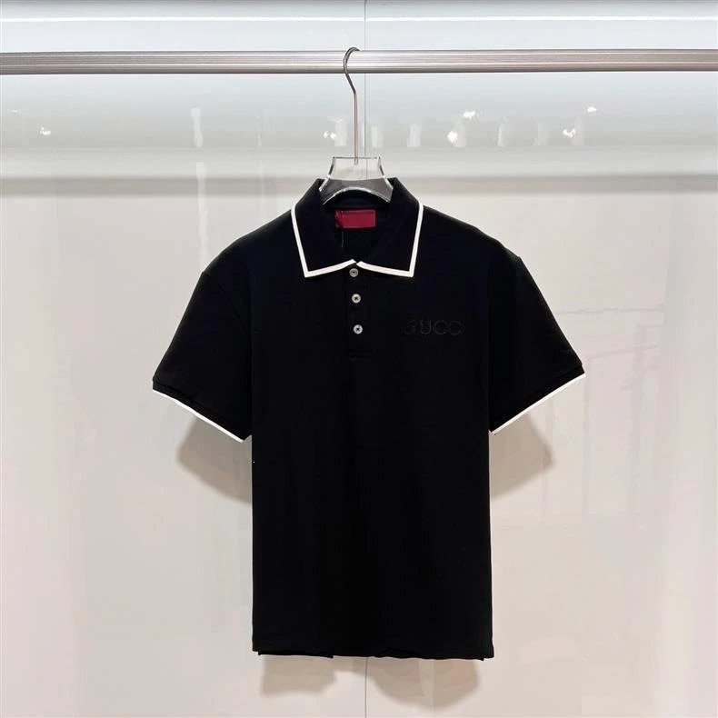 Prada Logo Patch Polo Black with Red and White Trim Polo Shirt - 16