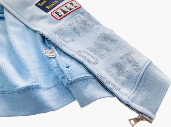 Design PALY x Travis Scott Inspired Cropped Zip-Up Hoodie Light Blue Hoodie - 6
