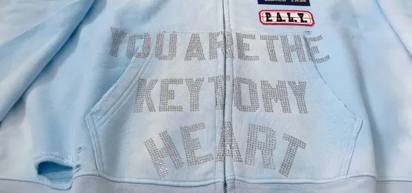 Design PALY x Travis Scott Inspired Cropped Zip-Up Hoodie Light Blue Hoodie - 8