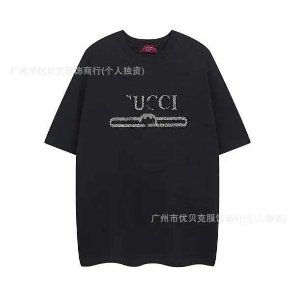 Gucci Crystal-Embellished Logo T-Shirt Black - 1