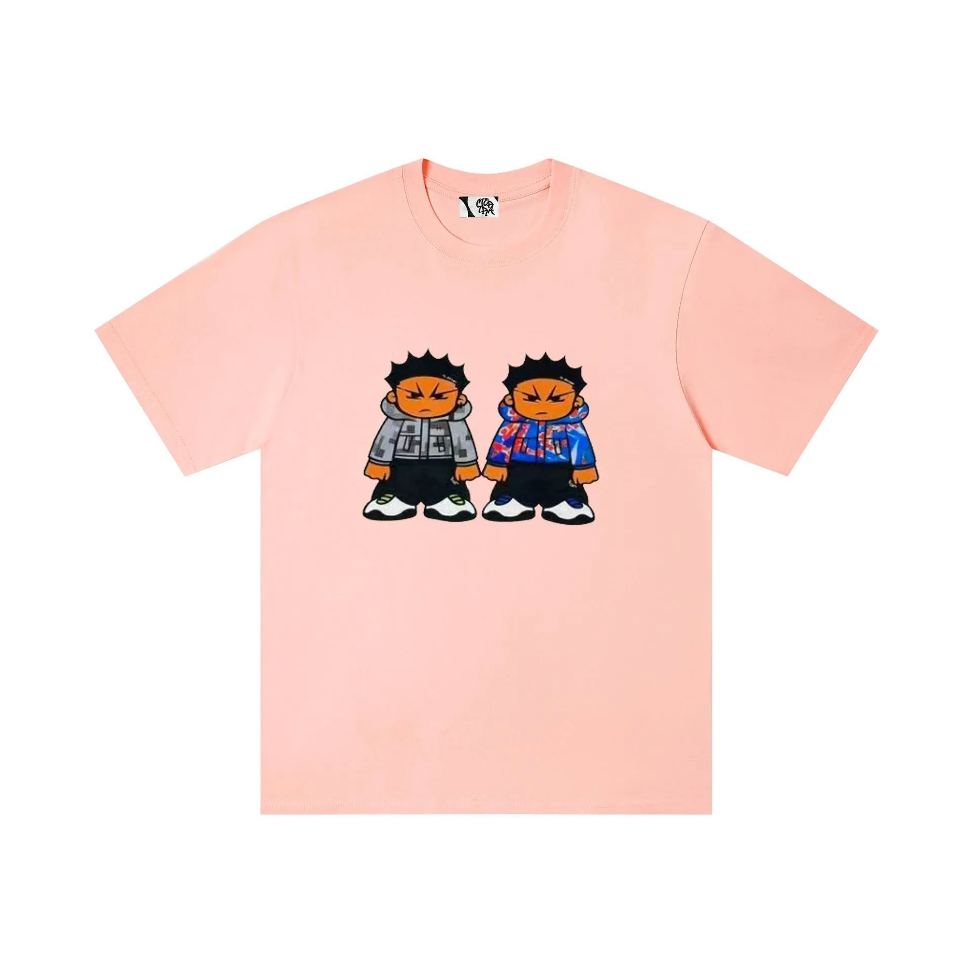 Design Two Characters Graphic Print Black T-Shirt - 24