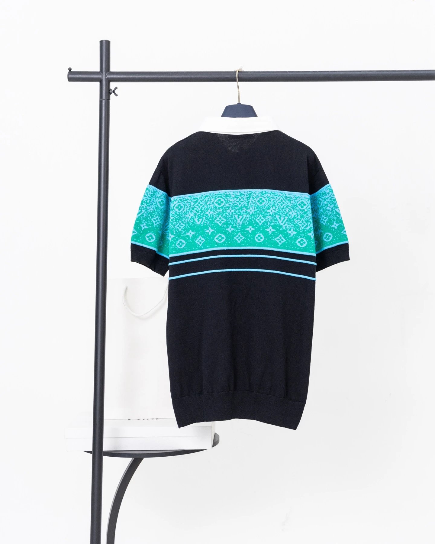 Louis Vuitton x Marcelo Burlon County of Milan Monogram Knit Polo Black / Gray Polo Shirt - 28