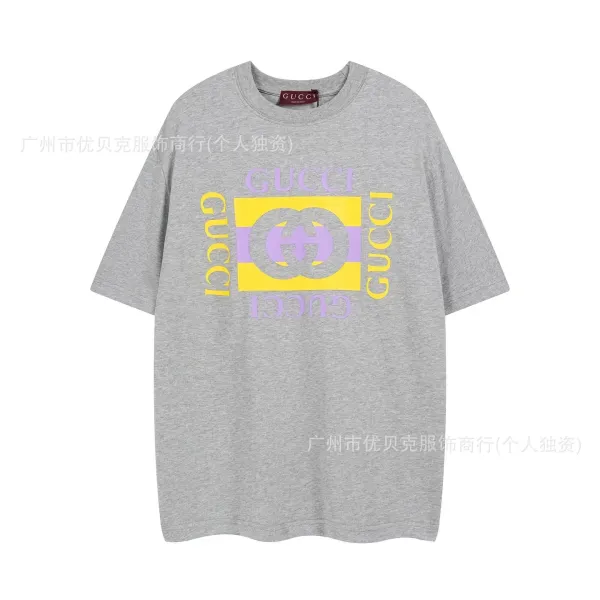 Gucci Logo Print Oversized T-Shirt Gray - 1