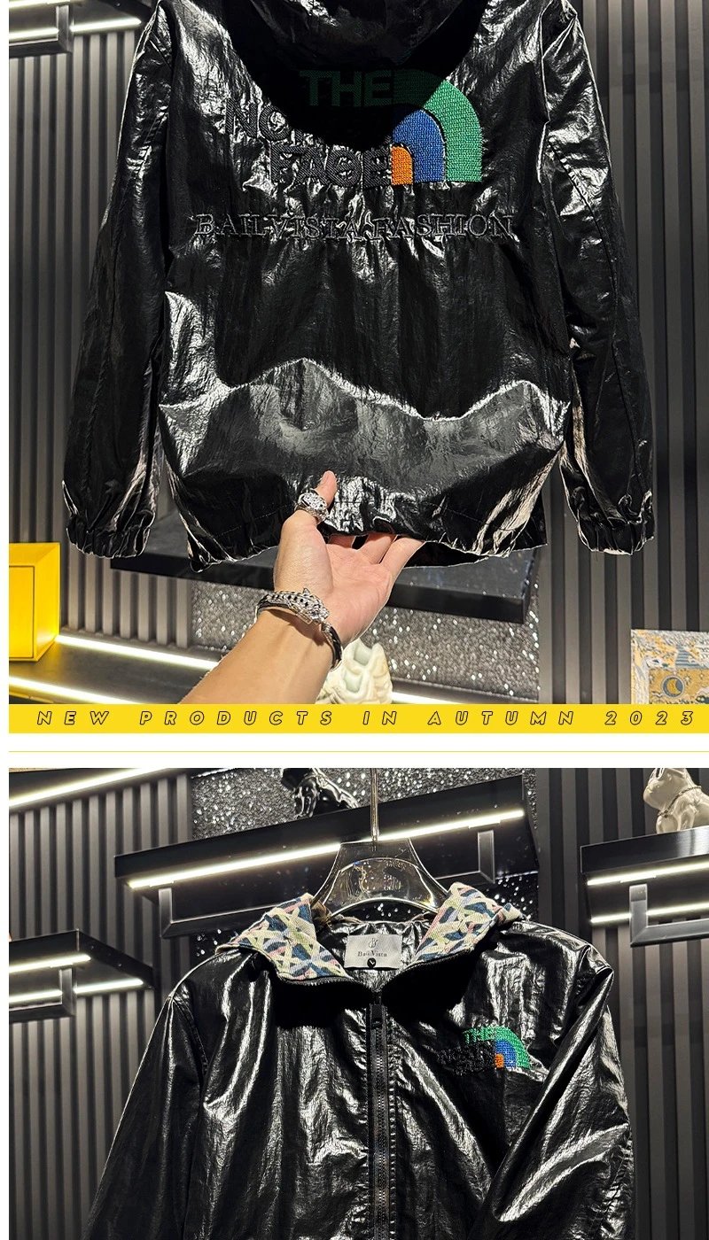 The North Face Crinkle Nylon Hooded Windbreaker Black Outerwear.windbreaker - 7