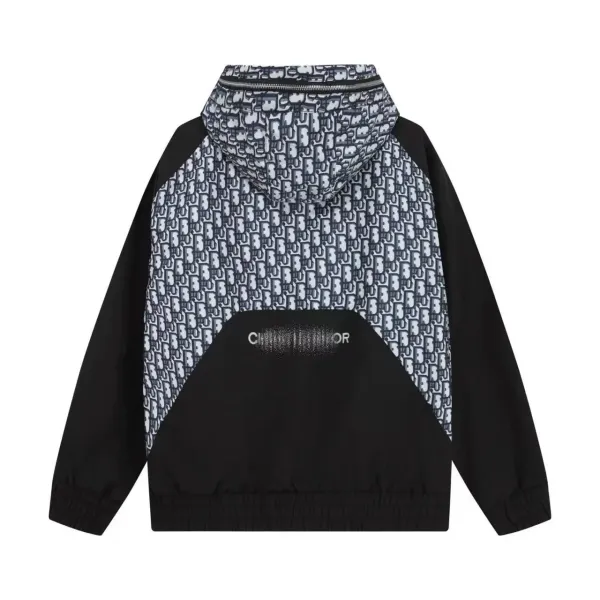 Dior Oblique Print Hooded Windbreaker Navy - 3