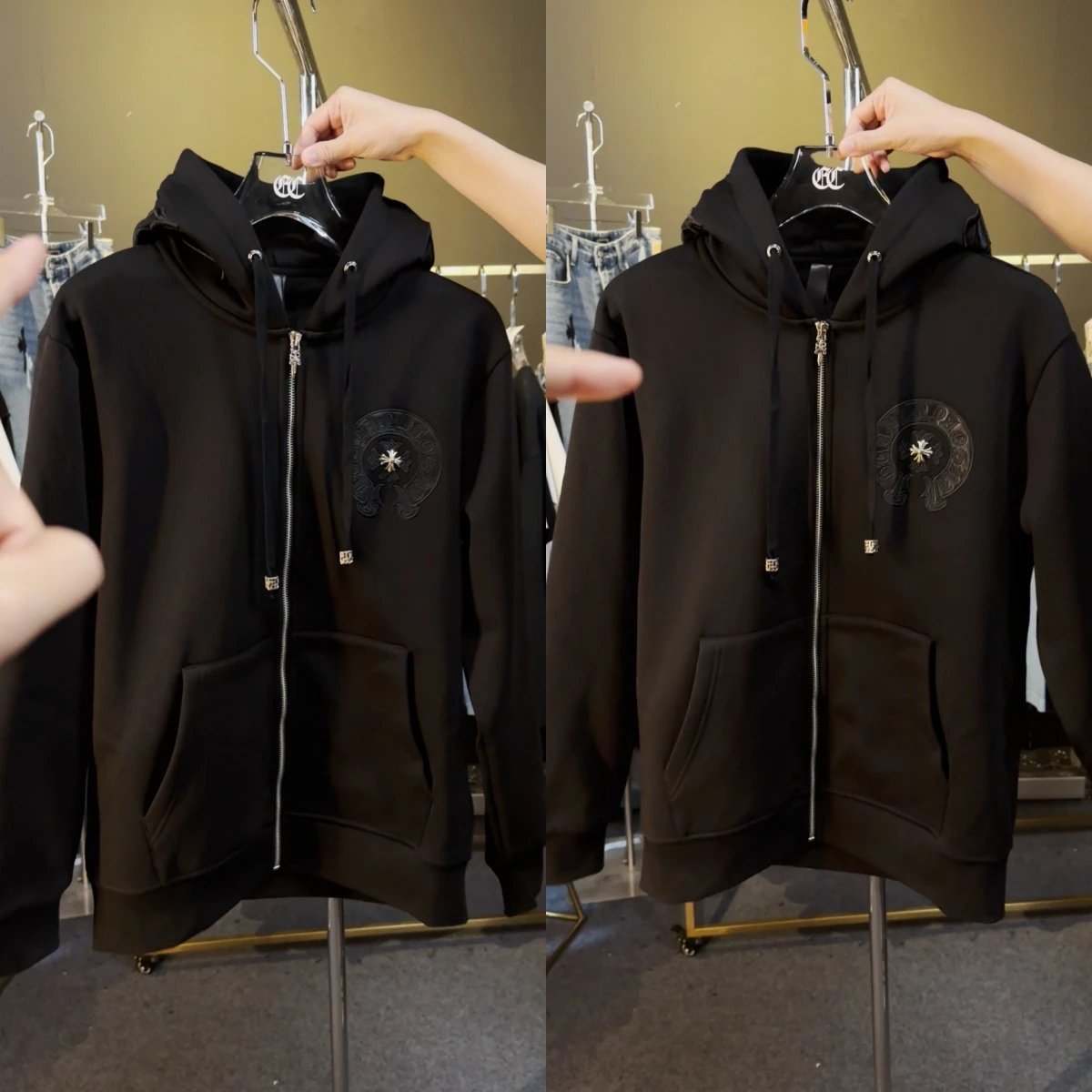 Chrome Hearts Cross Embroidered Black Hoodie - 7
