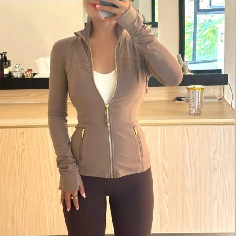 Alo Yoga Sculpt Long Sleeve Zip-Up Top Dusty Pink Activewear - 14