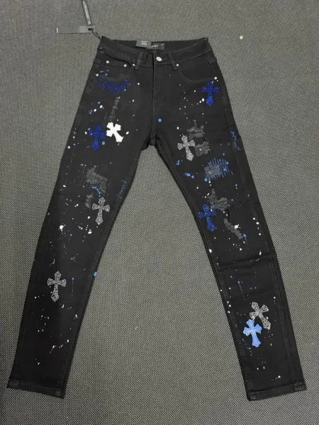 Amiri Embroidered Logo Distressed Slim Fit Jeans - 33