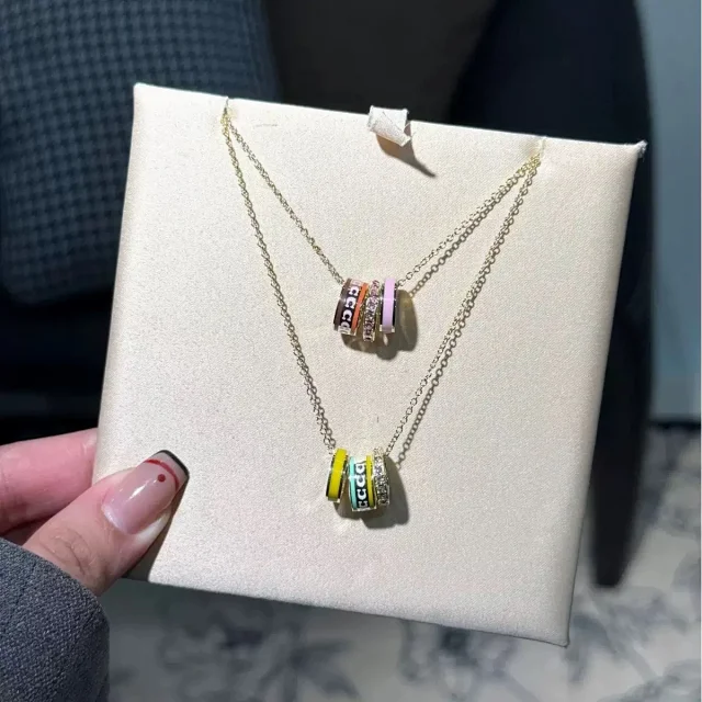 COA Jewelry Three-Ring Enamel Pendant Necklace product detail image 8