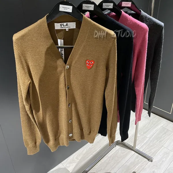 Comme des Garçons Play Heart Embroidered Cardigan Pink - 9