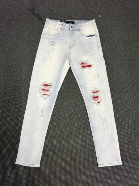 Amiri Embroidered Logo Distressed Slim Fit Jeans - 39