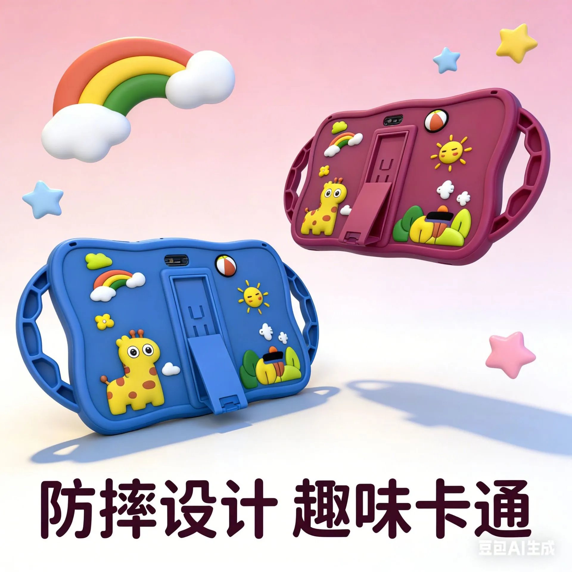 Design Kids Tablet Case with 3D Animal Motifs Pink Phone Accessories - 23